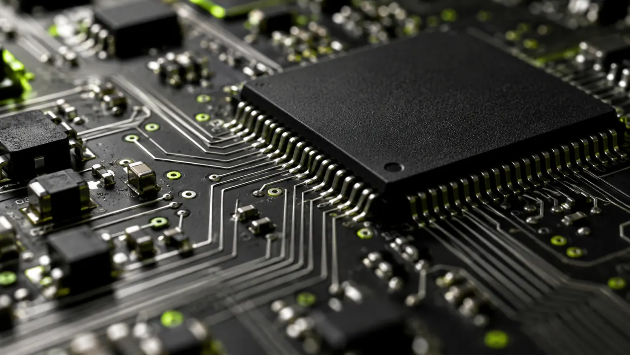 Abstract macro view of electronic circuitry